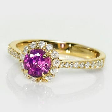 Zonder minimumprijs - Ring - 14 karaat Witgoud, GIA 1,04 ct