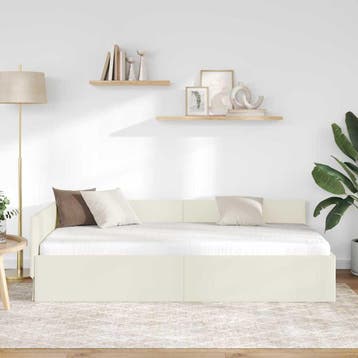 vidaXL Hoek Bed Frame Crème 90 x 200 cm fluweel, Verzenden
