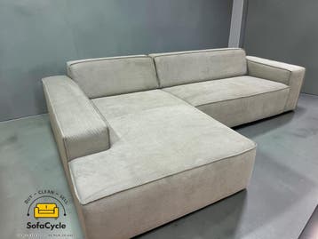 Quattro hoekzetel beige in fluweel, hoek L – overstock, Verzenden
