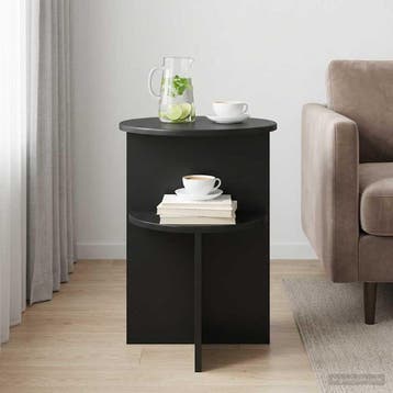 vidaXL Bijzettafel met opslag Zwart eiken Ø 39,5 x 55 cm, Verzenden