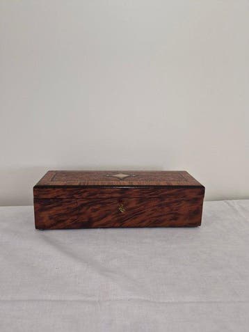 Doos - Verguld messing, loupe, Palissander - Napoleon, Antiquités & Art
