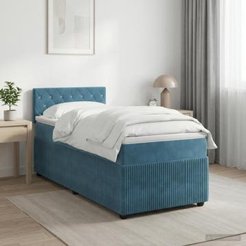 vidaXL Boxspringbed met matras Donkerblauw 90 x 200 cm, Verzenden