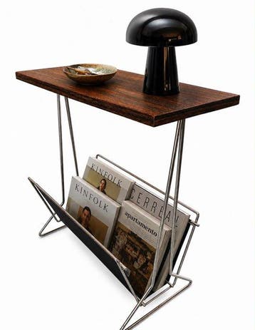 Tijdschriftenhouder - Hout, Metaal - Vintage, Antiek en Kunst