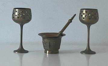 Mortier et pilon (3) - Laiton moulé - Lot, ensemble vintage