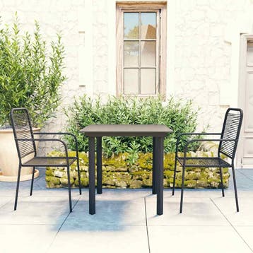 vidaXL 3-delige Tuinset glas en staal zwart, Verzenden, Nieuw, Tuinset