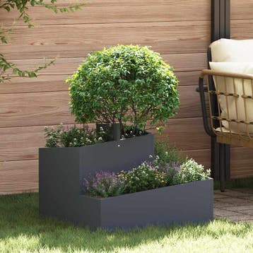 vidaXL Plantenbak Antraciet 60 x 60 x 50 cm Koudgewalst, Verzenden
