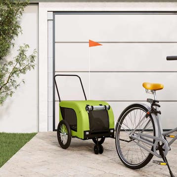 vidaXL Hondenfietstrailer oxford stof en ijzer groen en, Verzenden