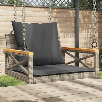 vidaXL Schommelbank met kussens 63x62x40 cm poly rattan, Verzenden, Nieuw