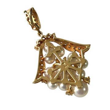 Mikimoto - Halsketting - 18 karaat Geel goud Parel - Diamant, Nieuw