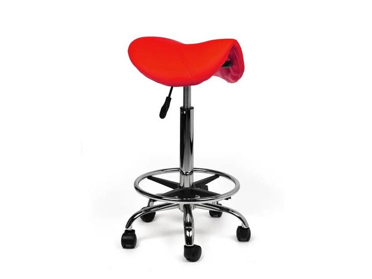 Zadelkruk Rood - Hoge uitvoering met Voetsteun, Huis en Inrichting, Krukjes, Nieuw, In hoogte verstelbaar