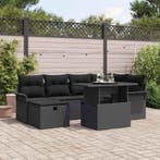 vidaXL Tuinbank Set met kussen met opslag 7 pcs Zwart Poly, Tuin en Terras, Verzenden, Nieuw