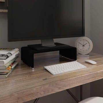 vidaXL Tv-meubel/monitorverhoger zwart 40x25x11 cm glas, Verzenden, Nieuw