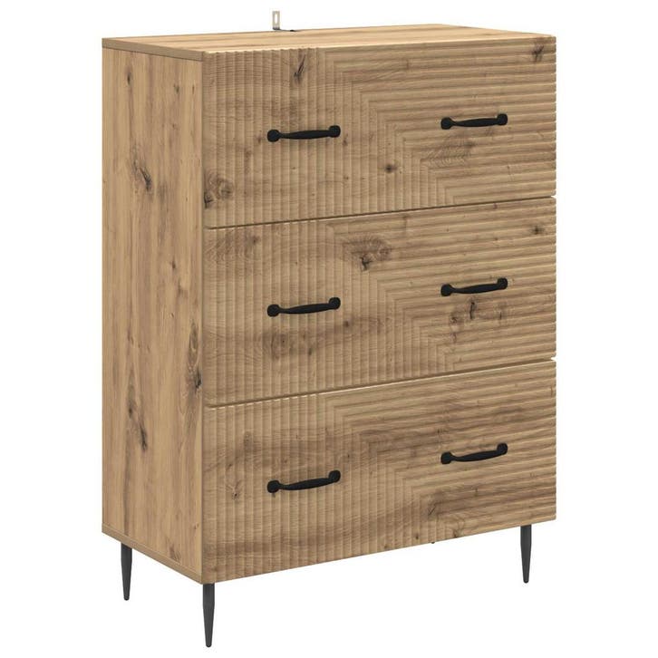 vidaXL Ladekast Artisanaal eiken 66 x 34,5 x 89,5 cm Bewerkt, Huis en Inrichting, Kasten | Overige, Nieuw, Verzenden
