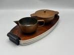 Dienblad - Koper, Hout - melk- en suikerstel, Antiquités & Art