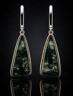 Zilver, mosagaat - Oorbellen - Bos Elegantie