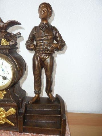Figurale pendule - Japy Freres - Brons, Marmer, Tin, Verguld