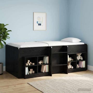 vidaXL Kinderhoogslaper Zwart eiken 90 x 190 cm Bewerkt hout, Verzenden