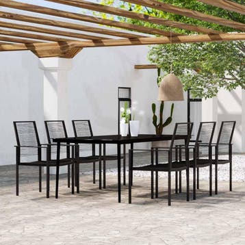 vidaXL 7-delige Tuinset zwart, Verzenden, Tuinset