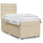 vidaXL Boxspring met matras stof crèmekleurig 90x200 cm, Verzenden, Nieuw