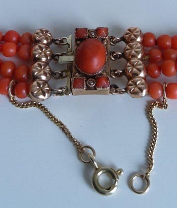Sans prix de réserve - Chaîne - 14 carats Or jaune - corail