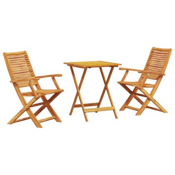 vidaXL Opvouwbare Bistroset 3 st Bruin Massief Acacia Hout, Verzenden, Nieuw