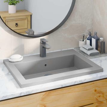 vidaXL Wasbak 600x450x120 mm graniet grijs, Verzenden