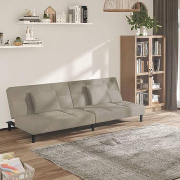 vidaXL Slaapbank 2-zits met 2 kussens fluweel lichtgrijs, Verzenden, Nieuw