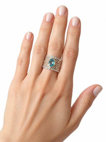 Sans prix de réserve - Bague Argent Aigue-marine