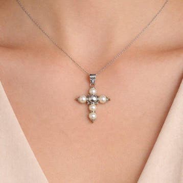 Halsketting - 18 karaat Witgoud, Geel goud Parel - Gemaakt, Handtassen en Accessoires, Nieuw