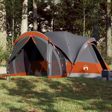 vidaXL Tipitent voor gezin 8-persoons waterdicht grijs en, Caravanes & Camping, Verzenden