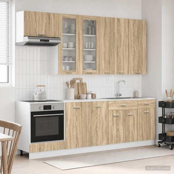 vidaXL Keukenblok LYON 8 st Sonoma Eiken Bewerkt hout, Verzenden, Nieuw