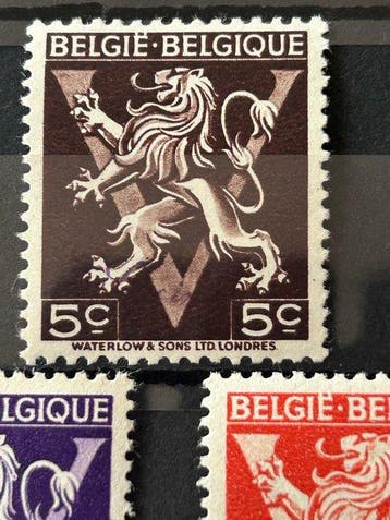 België 1944 - Volledige reeks Heraldieke Leeuw met grote V