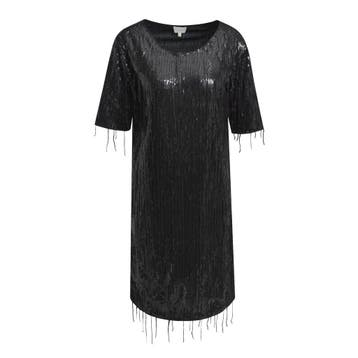Milano Italy • zwarte pailletten jurk • 36, Kleding | Dames, Verzenden, Zwart, Maat 36 (S), Milano Italy