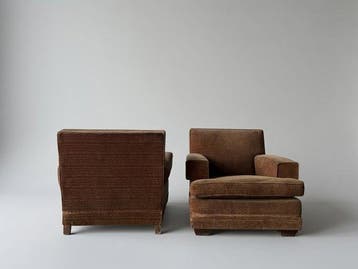 Fauteuil - Hout, stof - Een paar laagzittende