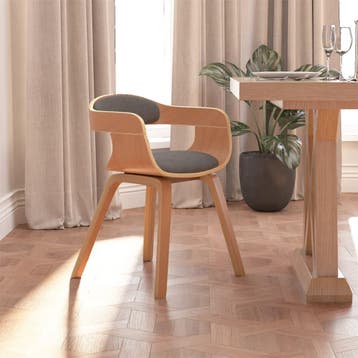 vidaXL Eetkamerstoel gebogen hout en stof lichtgrijs, Verzenden, Nieuw