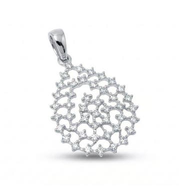 Pendentif - 14 carats Or blanc - 1.12ct. tw. Diamant