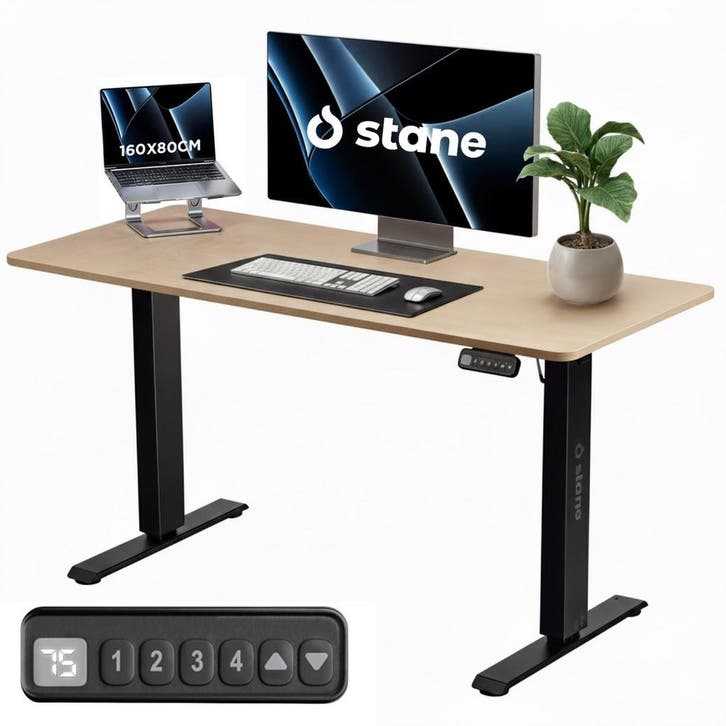 Stane Zit Sta Bureau Elektrisch Verstelbaar 160 X 80CM - 4, Huis en Inrichting, Bureaus, Nieuw, Verzenden
