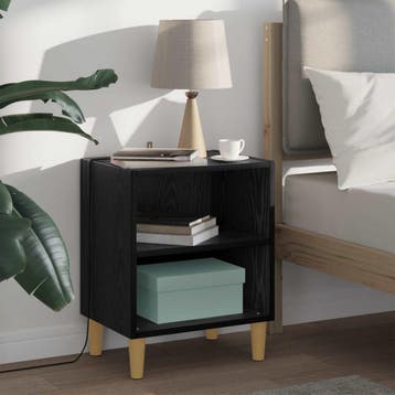 vidaXL Bedkast 2 st Zwart Eiken 40 x 30 x 50 cm Bewerkt hout, Verzenden
