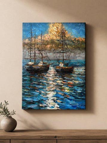 Safwan Haroun (1960) - When the ships return - Oil painting