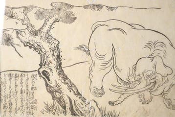 Twee mythische wezens: Kirin en Olifant – Edo-periode