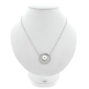 Witgouden collier met Tahiti parel en diamanten; 0,80 ct., Ophalen of Verzenden