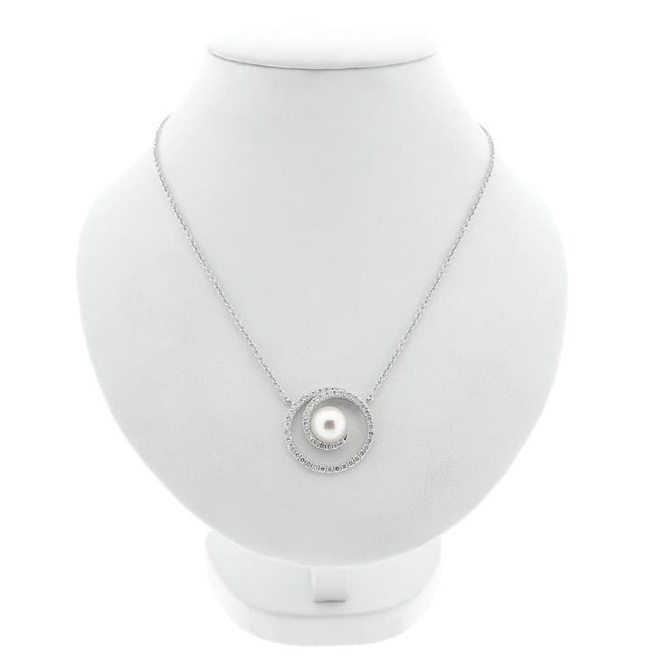 Witgouden collier met Tahiti parel en diamanten; 0,80 ct., Bijoux, Sacs & Beauté, Colliers, Enlèvement ou Envoi