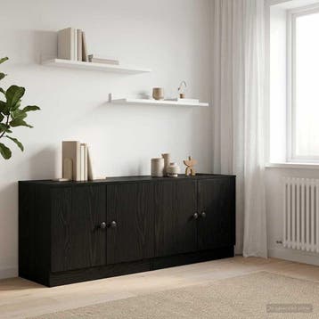 vidaXL Bedkast 2 pcs Zwart eiken 66 x 35 x 48 cm Bewerkt, Verzenden, Nieuw