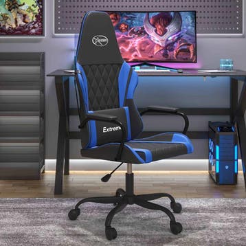 vidaXL Massage gamestoel kunstleer zwart en blauw, Verzenden