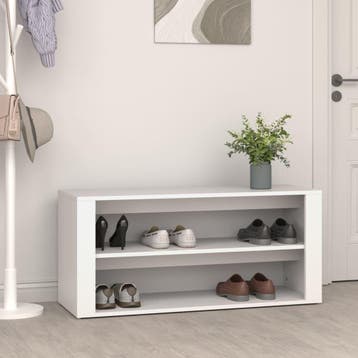 vidaXL Schoenenrek 100x35x45 cm bewerkt hout wit, Verzenden, Nieuw