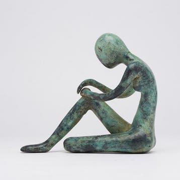 sculptuur, NO RESERVE PRICE - Antiqued Patinated Sitting