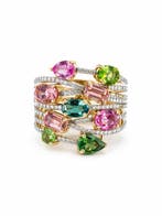 Bague de cocktail - 14 carats Or jaune - 3.51ct. tw. Pierres