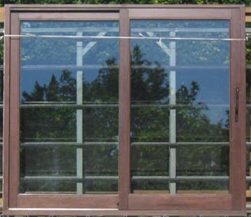 meranti houten schuifraam , schuifdeur ,pui 248 x 218, Gebruikt, 225 cm of meer, Ophalen of Verzenden, 150 tot 225 cm