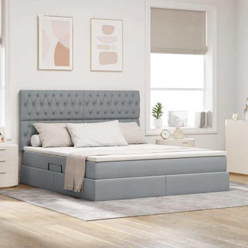 vidaXL Opslag bed met matras met opslag Lichtgrijs 160 x 200, Verzenden, Nieuw