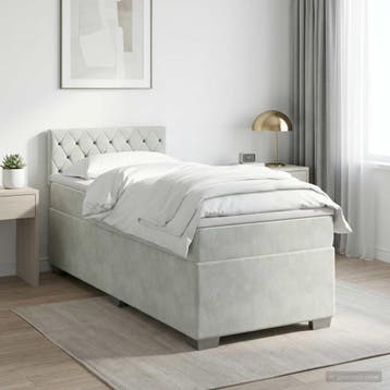 vidaXL Boxspringbed met matras Lichtgrijs 90 x 200 cm, Verzenden